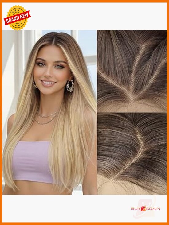 13x4 HD Lace Front Wig Pre Plucked with Baby Hair Synthetic Straight Glueless main image 4